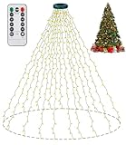 Xaosin Christbaumbeleuchtung mit Ring 400 LED 2 M 16 Stränge Lichterkette Weihnachtsbaum Innen Weihnachtsbaum Beleuchtung Led 8 Modi Speicher Timer Lichterkette Baum für Weihnachtsbaum Deko