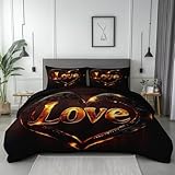 Generisch Bettbezug Fantasie Romantik Liebe Muster Wendebettwäsche mit Reißverschluss Schwarz Bettwäsche-Sets aus Weich Bügelfrei Mikrofaser, für Sommer und Winter 240 x 220 cm