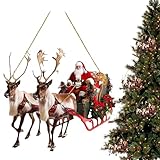 Weihnachtsmann-Dekoration – 2D Acryl Weihnachten Rentier Schlitten Ornament | Urlaub Weihnachtsmann auf Schlitten mit Rentieren | Weihnachten Rentier Dekorationen für Zuhause, festliche