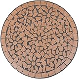 Mengtu Terrakotta Mosaiktisch für Balkon oder Garten - Stabil & Wetterfest - 60 x 70 cm Gartentisch, Balkontisch 41528