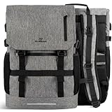RUGSAK® Original |30L Rolltop Rucksack [3-Size-Technology] mit 18' Lapotpfach | Wasserresistent | für Arbeit Schule Reisen und Sport | Damen und Herren - Ash Gray