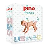 Pine Baby Windel Pants mit Nässeindikator, Einweg-Höschenwindeln für Babys, Hautfreundlich und Super Saugfähig (Größe 5, stück, 46)