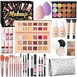 Make-up Sets, All in One Make Up Set, Schminke Set für Teenager, Mädchen und Frauen, Kosmetik Geschenkset mit Lidschatten Concealer Palette, Foundation, Lipgloss, Eyeliner, Mascara, Pinsel,Reisetasche