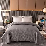 Mixibaby Bettüberwurf Tagesdecke Bettdecke Decke Steppdecke Prägemuster Überwurfdecke leicht, Größe:240 cm x 260 cm, Farbe Bettdecke:Silber D-4