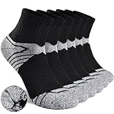 YCQQPRO Sneaker Socken, Cushioned Quarter Socken, Kurz Laufsocken mit Dick Frottee-Sohle, Atmungsaktive Baumwolle Sportsocken für Damen Herren, Unisex Knöchelhoch 6 Paar