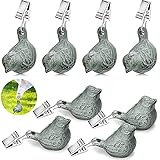 8 Stücke Vintage Tischdecke Gewichte Clip on Anhänger Tischdecke Beschwerer Kit Gusseisen Antike Vögel Tischdecke Gewicht für Outdoor Garten Picknick Camping Party (Weiß)