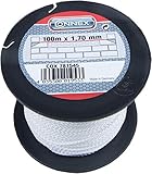 Connex Maurerschnur weiß - 100 m Länge - Ø 1,7 mm - Polypropylen geflochten - Knotenfest - Reißfest & Belastbar - Auf Spule / Richtschnur / Bauschnur / Lotschnur / Pflasterschnur / COX781545
