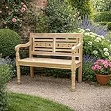 ambiente-lebensart.de Teakbank-Landhaus-Bank-Parkbank-Gartenbank-Blumen-Bank-Balkon-Bank 2 Sitzer