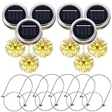 PChero 6pcs Hängen Wasserdichte Solar Einmachglas Deckel String Lichterketten mit 20 LEDs und Kleiderbügel, Ideal für Party, Weihnachten, Hochzeit, Patio Garden Decor (Warmweiß)