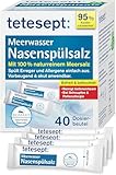 tetesept Meerwasser Nasenspülsalz bei Schnupfen und Pollenallergie – Nasenspülung auch für Kinder reinigt und befeuchtet – Geeignet zur Nasendusche – 40 Beutel