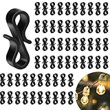 Alanmoship S-Haken für Außenleuchten, 120 Stück für Mini-Dachrinnenklammern aus Kunststoff für Lichterketten, schwarz, wetterfeste Haken zum Aufhängen im Freien (ohne Riemen)
