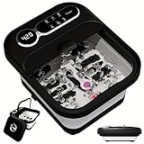 Foldable Automatic Heated Foot Spa Bath, with Heater and Temperature Controller, with Six Massage Rollers, Foot Pedicure Kit, Bubble Function, Best Gift Choice for Family and Friends on Holidays