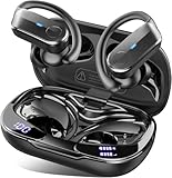 Ordtop Bluetooth Kopfhörer Sport, 70H In Ear Kopfhörer Bluetooth 5.4, HiFi Stereo Tiefer Bass Kabellose Kopfhörer mit 4 Noise Cancelling Mics, IPX8 Wasserdicht Ohrhörer mit Ohrhaken, LED-Anzeige USB-C