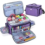 Luxja Nähset Aufbewahrung, Nähzubehör Tasche Organizer für Anfänger, Reisende, Tragetasche für Nähmaschine Zubehör und Nähzeuge, Lila