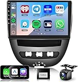 Podofo Drahtloses Carplay Autoradio für Peugeot 107/Citroen C1/Toyota Aygo, 8 Core 6G+128G HiFi 10.1 Zoll Touchscreen Android Auto Bluetooth WiFi FM RDS USB Auto Navi Radio Player +Canbus