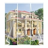 Magnet Fliegengitter tür Insektenschutz,170x250cm Magnetvorhang Insektenschutz Moskitonetz Fliegenvorhang Magnetisch für Balkontür Kellertür Terrassentür Weiß