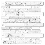 Amazon Brand - Umi 10 blatt Weiß Vinyl-Wandfliesen selbstklebend tapete,selbstklebende 3D wandfliesen küchenrückwand platte,30CM X30CM metro fliesen selbstklebend
