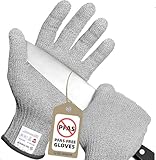 Schwer (Level A9/F Schnittfeste Handschuhe,PFAS Frei,Höchste AFSL- und EURO-Klassen, ultimativer Schnittschutz,Mandolinen-Handschuhe zum Schneiden von Fleisch, Austernschütten(grau,L)