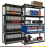 2mGoods 2er Set Robustes Schwerlastregal 180x90x40, geruchsarm mit abgerundeten Kanten, Küchenregal, Schimmelresistent, erhöhte Stahlstärke Metallregal, bis 875KG (Schwarz, 0,55 mm)