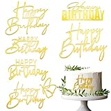 Lusofie 6 Stück Goldene Happy Birthday Tortendeko Spiegel Acryl Geburtstag Cake Topper Tortenaufsätze Gold Kuchenaufsätze An Der Seitliche Kuchen Für Torten Geburtstags Party Dekorationen