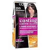 L'Oréal Paris Coloration ohne Ammoniak und ohne Silikone, Pflegende Intensivtönung mit Glanz-Reflex-Balsam, Casting Crème Gloss Haarfarbe, Nr. 200 Schwarzbraun (Braun), 1 Stück