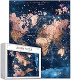 Blau Puzzle 6000 Teile Weltkarte Puzzle Erwachsene, Holzpuzzle Klassische Puzzles, Jigsaw Puzzles für Erwachsene, Premium Quality Klassische Jigsaw, Geschicklichkeitsspiel für die Ganze Familie H-8163