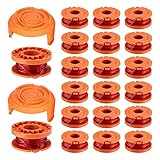 20+2 Stück Rasentrimmer Spule für W-o-r-x Rasentrimmer, Trimmer Fadenspule für W-o-r-x WA0010, Fadentrimmer Ersatzspule Ø 1,65mm, 3m Länge (20 Ersatzspulen + 2 Kappe WA6531)