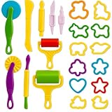 ﻿AMSNINK 21 Stück Knetwerkzeug Knete Zubehör, Knete Zubehör, Knetzubehör, Pädagogisches Spielzeug, Knete Zubehör Ausstechformen Küchenspielzeug, DIY Knetmasse, Geschenk-Set Für Jungen Und Mädchen