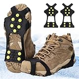 PBWZF Spikes für Schuhe Winter, Schuhspikes Schnee und EIS Anti Rutsch, Spikes Schuhe Schuhkrallen mit 10 Zähne, Schuh Spikes Grödel Steigeisen Klampen Eisspikes für Damen und Herren L
