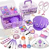 G.C Kinderschminke Nagelstudio Set Mädchen Spielzeug mit Nagellacktrockner Nagellack Waschbare Kinderschminke Tragbare Tragebox, Schminkkoffer Nagelset Kinder Geschenk Mädchen 4 5 6 7 8 Jahre (Lila)