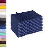 Lavea 10er Set Waschhandschuh 15x21 cm – Saugstarke und Weiche Waschhandschuhe aus 100% Baumwolle, Frottierserie Elena – Waschbar und Strapazierfähig – Navy