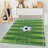 Carpetsale24 Kinderteppich Fußballstadion Grün 80 x 120 cm Läufer - Kurzflor Teppich Kinderzimmer für Jungen & Mädchen Extra Weich und Pflegeleicht - Waschbar Spielteppich Babyzimmer Babyteppich