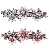2 Stück Elegante Haarspangen für Damen Mädchen, Glitzernde Mode Exquisite Blume Kristall Haarspangen Vintage Strasssteine Haarklammer (Rosa und Blassblau Kranz Haarnadel Haarschmuck)