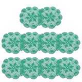 Gdfnmogo Handgefertigtes Tischset-Untersetzer-Set, 10 Stück, runde Tischsets für Tassen und Tassen, 20 cm Durchmesser, Mischgewebe-Deckchen für festliche Weihnachtstischdekoration, Rosa