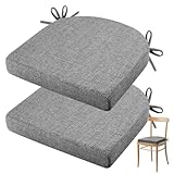 2er Set Stuhlkissen 45x45 cm Sitzkissen Stuhl 5 cm Dick, Terrassenstuhlkissen für Gartenmöbel, Bodenkissen, Sitzpolster mit Bändern für Stühle, Bänke in Haus Garten Indoor/Outdoor Esszimmer, Anthrazit