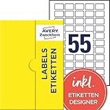 AVERY Zweckform P3464-25 Universal Etiketten (1.375 Klebeetiketten, 30x20mm auf A4, Papier matt, bedruckbare Produktetiketten, selbstklebende QR-Code-Etiketten, individuelle Aufkleber) 25 Blatt, weiß