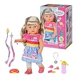 BABY born Sister blond 43cm, Puppe mit Haaren und 6 Funktionen für Kinder ab 4 Jahren, funktioniert ohne Batterie, 830345 Zapf Creation
