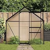 Gecheer Gewächshaus, Anlehngewächshaus Anthrazit Aluminium 190 x 130 x 202 cm, Polycarbonat UV-beständig, für Garten Pflanzenzucht