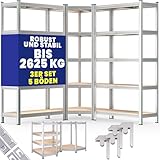 Monzana® 3er Set Schwerlastregal Eckregal 2625 kg 15 MDF-Platten Regal Lagerregal Kellerregal Steckregal Werkstattregal