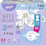 bella baby Happy Premium Windeln Größe 3 Midi 5-9 kg 140 Stück, DERMATEST & OEKO TEX Siegel, Babywindeln Einweg