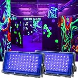 MODOAO UV Flutlicht Partylicht 2er Pack 50W UV Schwarzlicht 395-400nm UV Flutlicht für Außen IP65 Wasserdicht Dekorative Beleuchtung für Party Bühne