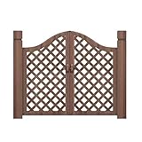 Generisch Doppeltes Gartentor, massiver Holzzaun mit Fußpfosten, Gebogene, karbonisierte Trennwandtür für Haus und Garten – robuste 80 x 100 cm Gartentür