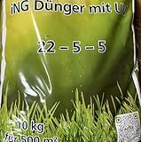 Generisch 10 kg Rasendünger mit Unkrautvernichter 22-5-5 gegen Rasenunkräuter für 500 m² - Bekämpfung von Rasenbeikräutern