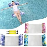 3 Stück Luftmatratze Pool, 4-in-1 Wasserhängematte mit 2 Luftpumpe,130 * 70cm Wasserhängematte mit Netz luftmatratze Wasser Erwachsene Hängematte Pool Zubehö,Pool Spielzeug Aufblasbarer