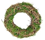 Kranz mit Moos Weidenkranz romantische Deko Blumenkranz Rattankranz Dekokranz Kerzenkranz Kunstblumendeko Landhaus Kränze Rohling Osterdeko Frühjahr Frühling Adventskranz Weihnachtsdeko Tischdeko