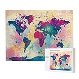 Puzzle 3000 Teile Erwachsene Weltkarte, Impossible Klassische Jigsaw Puzzles 122 x 80cm, Geschicklichkeitsspiel für die ganze Familie, Puzzle farbenfrohes Legespiel Home Dekoration Geschenk k-778