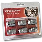 TRACER Felgenschloßmuttern M12x1.5 - Kegelbund 60° - Länge 34mm Schlüsselweite 19/21 mit 2x Schlüssel kompatibel mit Ford, Chrysler, Toyota, Hyundai, KIA, Honda, Mazda (chrom)