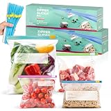 80 Stück Gefrierbeutel Wiederverwendbar, Extra Groß, Großer Mittlerer und Kleiner Größen Lebensmittelbeutel, Frischhaltebeutel mit Reißverschluss, Stehendes Boden Design, für Gemüse Snacks Fleisch