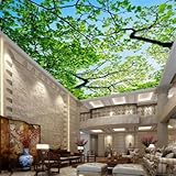 Tzxztt Blauer Himmel Äste Frisch Grün Dreidimensional Moderne 3D Tapete Hochwertige Strukturierte Seide Neutrale Material Ideal Für Wohnzimmer Schlafzimmer-400cm×280cm
