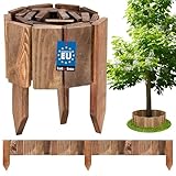 KOTARBAU® 1 Stk. Rollborder 10 x 110 cm Holzzaun Braun Beeteinfassung aus Kiefernholz Flexibler Gartenzaun Rasenkanten Gartenpalisade Zuschneidbar Dekorieren Zaunpfosten Umzäunung
